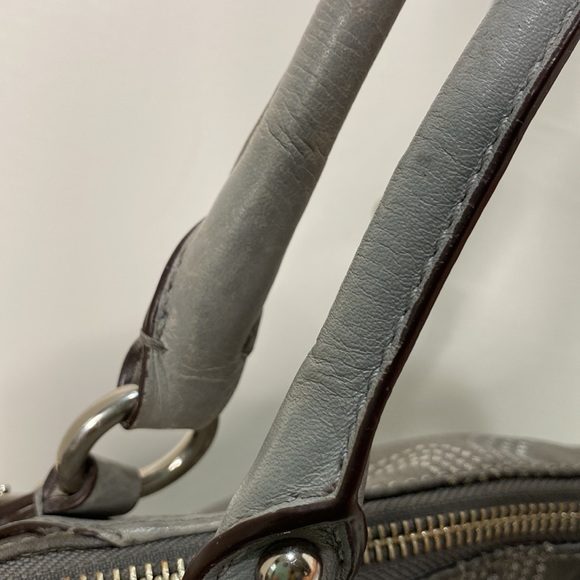 COACH (# 15935) “Madison” Grey Logo Fabric & Leather Satchel - Picture 6 of 12